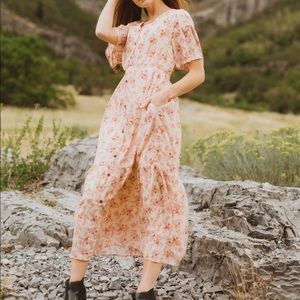 Ruta Floral Ruffle Midi Dress